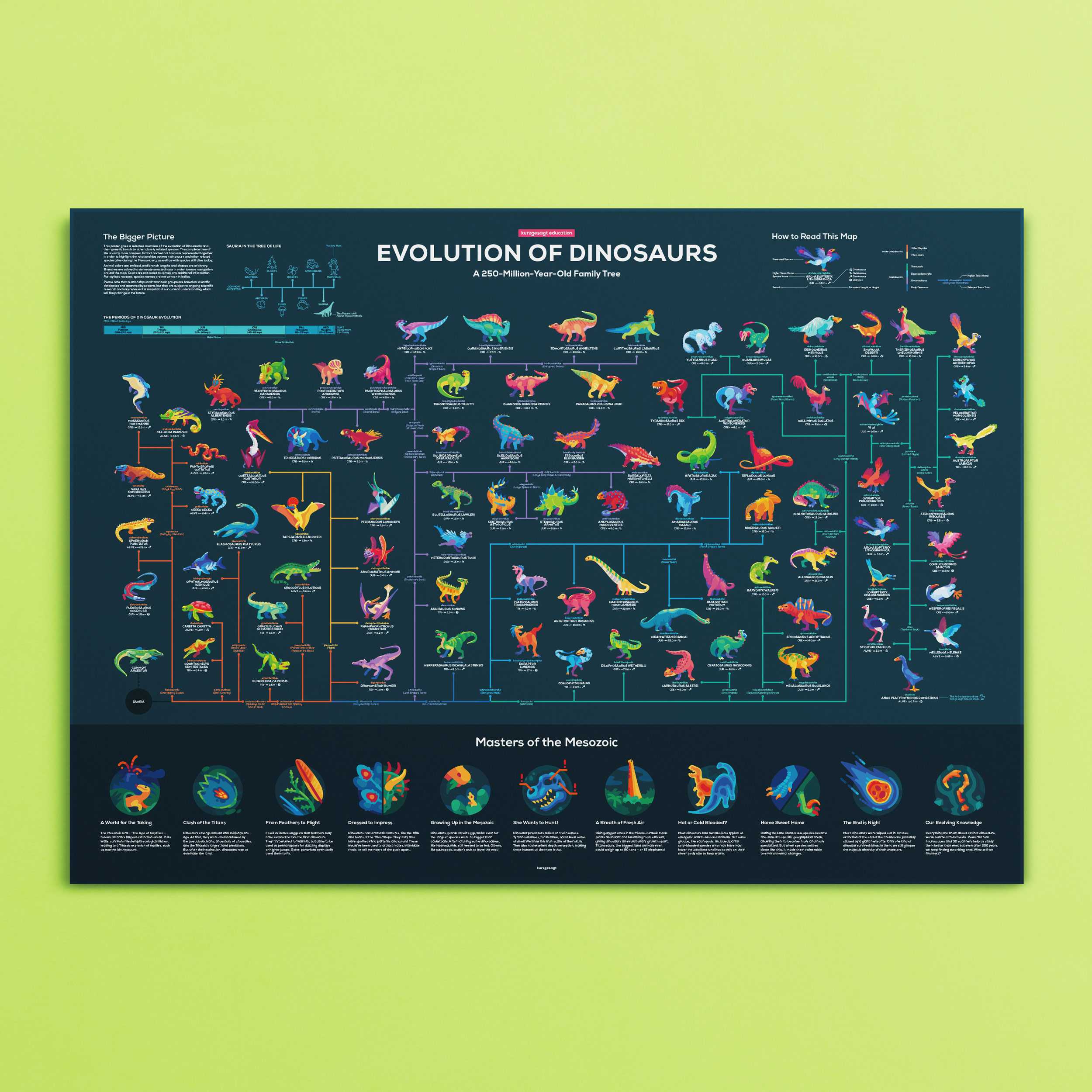 Map of Dinosaur Evolution Poster