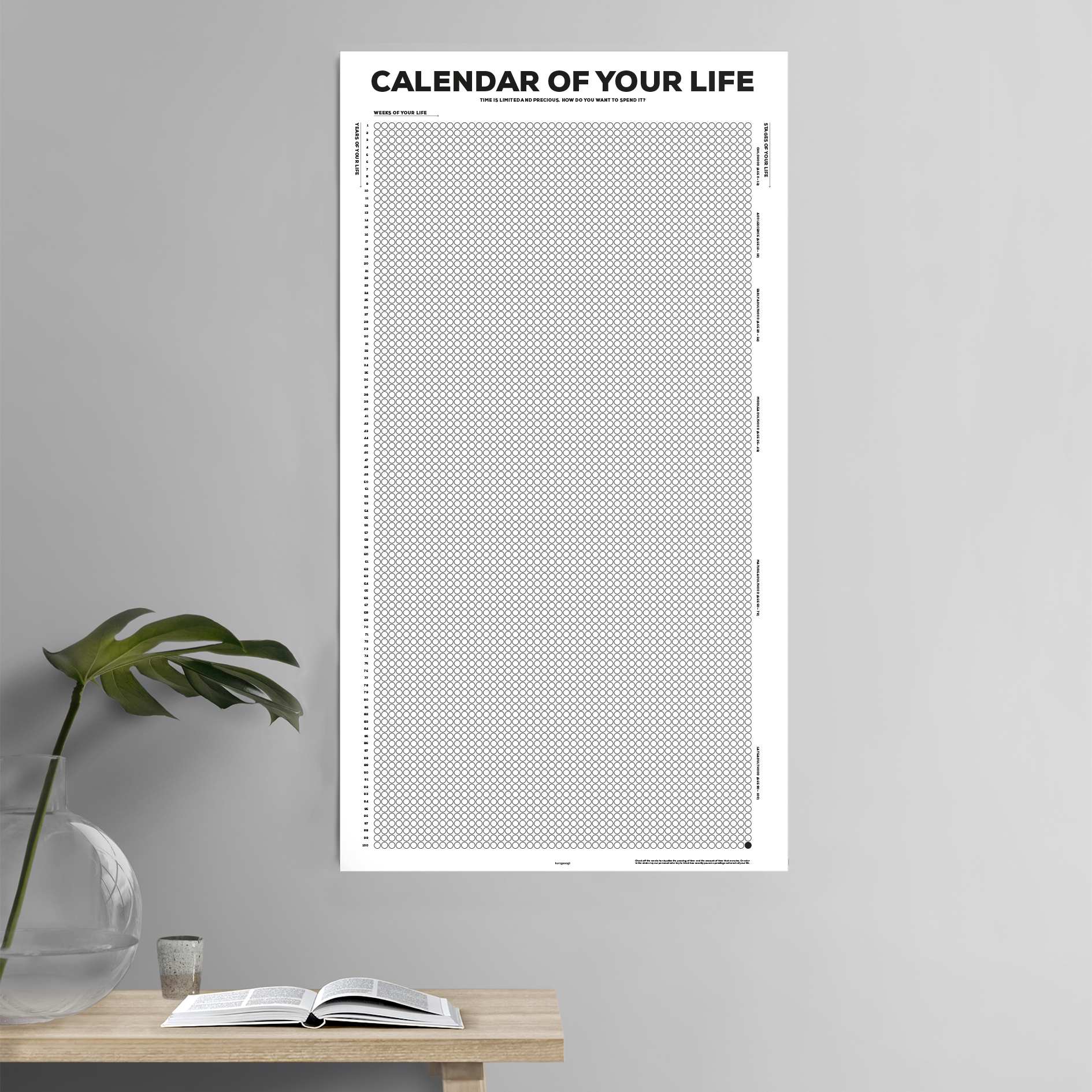 Calendar of Your Life Infographic Poster (B&W) - Image 2
