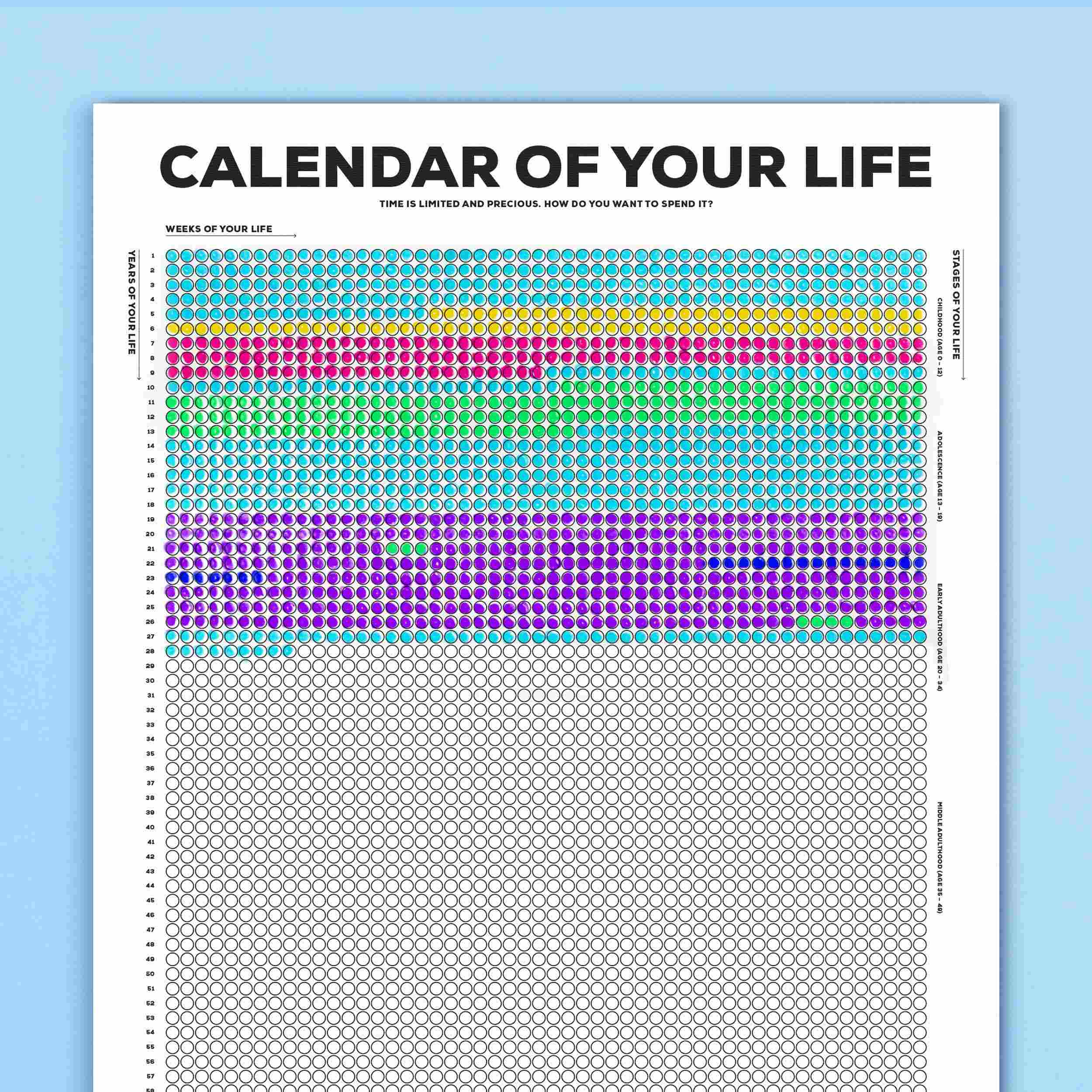 Calendar of Your Life Infographic Poster (B&W) - Image 4
